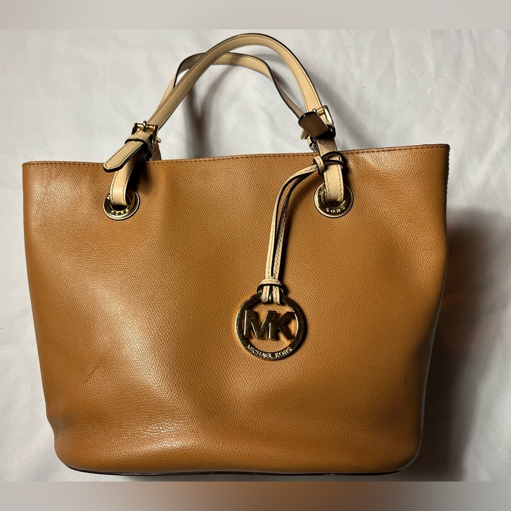 Michael Kors Brown Leather Tote with Gold Accents